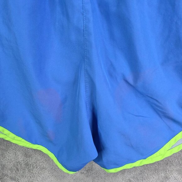 Womens Nike Dri Fit Blue & Neon Green Trim Running Shorts 3.5" Inseam Size M - Picture 8 of 12
